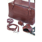 PYTHON Bordeaux Leather Dog Carrier