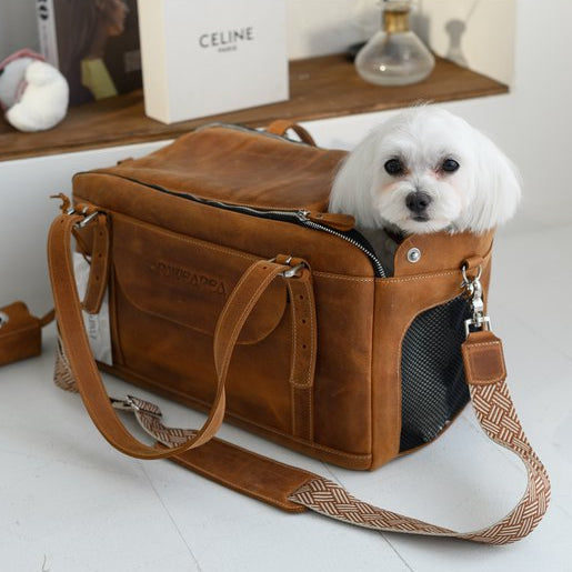 LEATHER PET CARRIER Genuine Leather Travel Bag