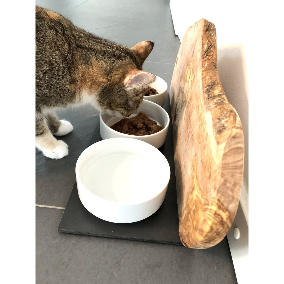 CATS ONLY Olive Wood Feeding Station
