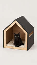 BLACK Wooden Pet House
