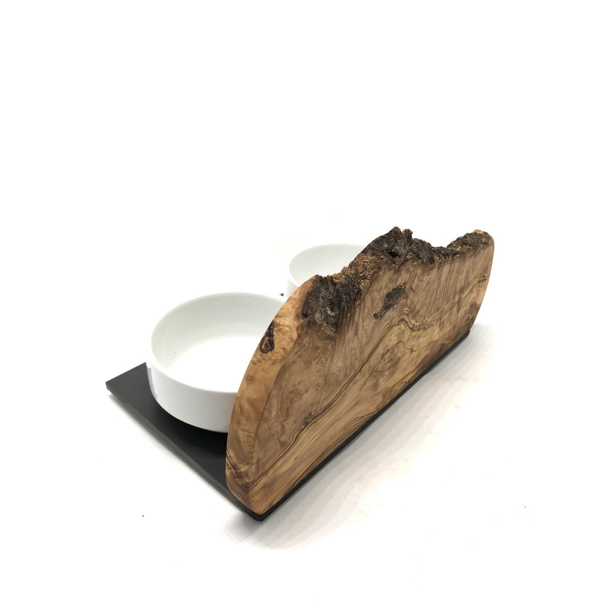 CATS ONLY Olive Wood Feeding & Drinking Station