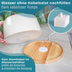 NE & NO Ceramic Cat Fountain with Bamboo Base