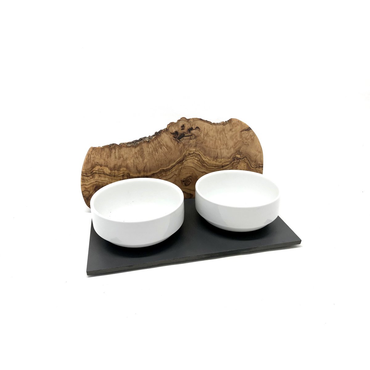 CATS ONLY Olive Wood Feeding & Drinking Station