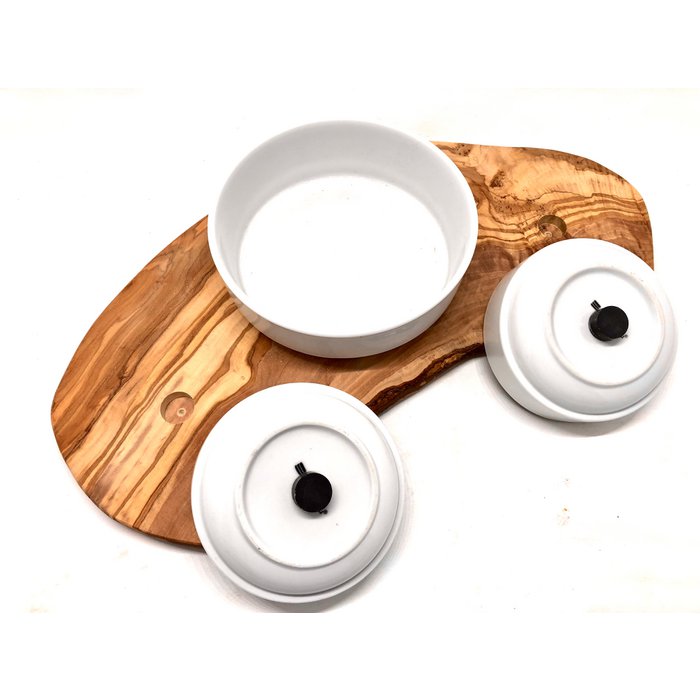 RUSTY TRIO Olive Wood Feeding Station