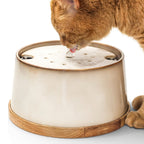 NE & NO Ceramic Cat Fountain with Bamboo Base