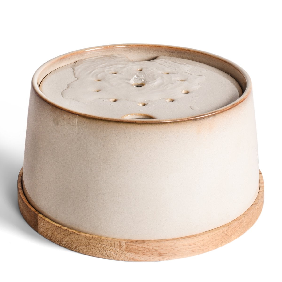 NE & NO Ceramic Cat Fountain with Bamboo Base