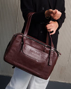PYTHON Bordeaux Leather Dog Carrier