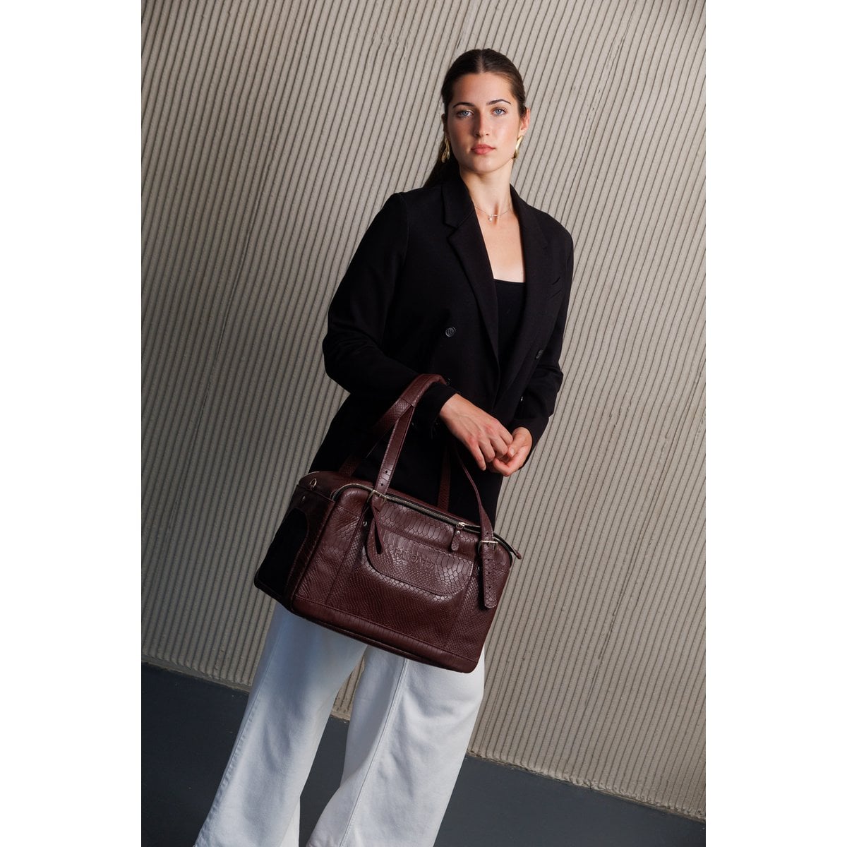 PYTHON Bordeaux Leather Dog Carrier